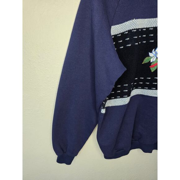 Vintage Womens Large Floral Flower Collared Sweatshirt Grandma Core 90s Sweater - Picture 6 of 13